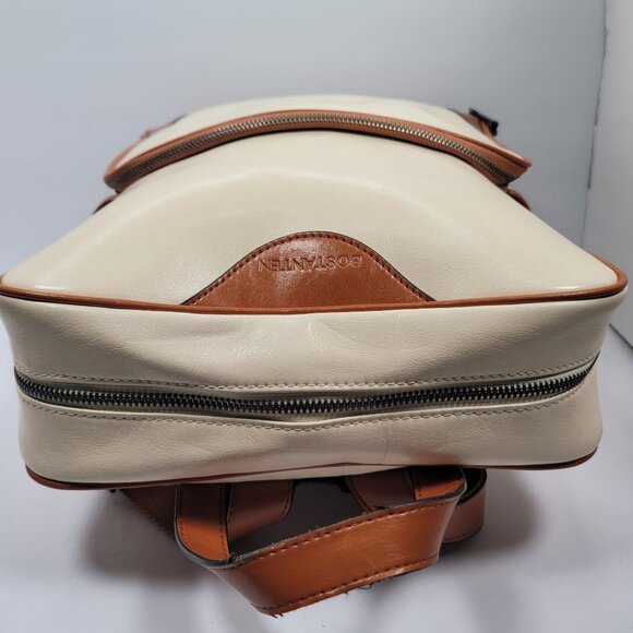 Bostanten Women's Cream And Brown Leather Laptop Backpack - Picture 4 of 12